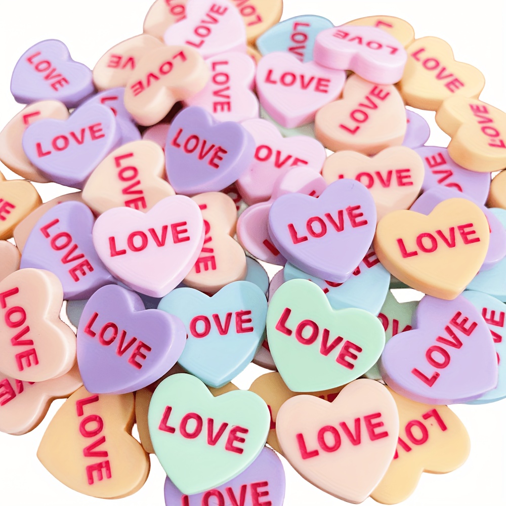 Valentines Day Conversation Heart Charms for Jewelry Making, Resin