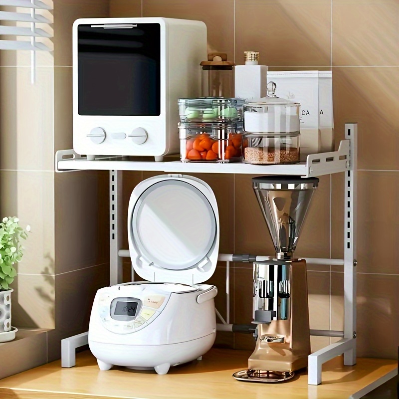 Microwave Shelf Organizer Rack, Space-saving Extendable Kitchen