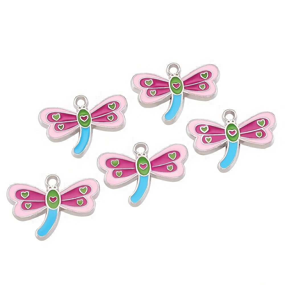 5Pcs Pink Dragonfly Pendants DIY Jewelry Accessories