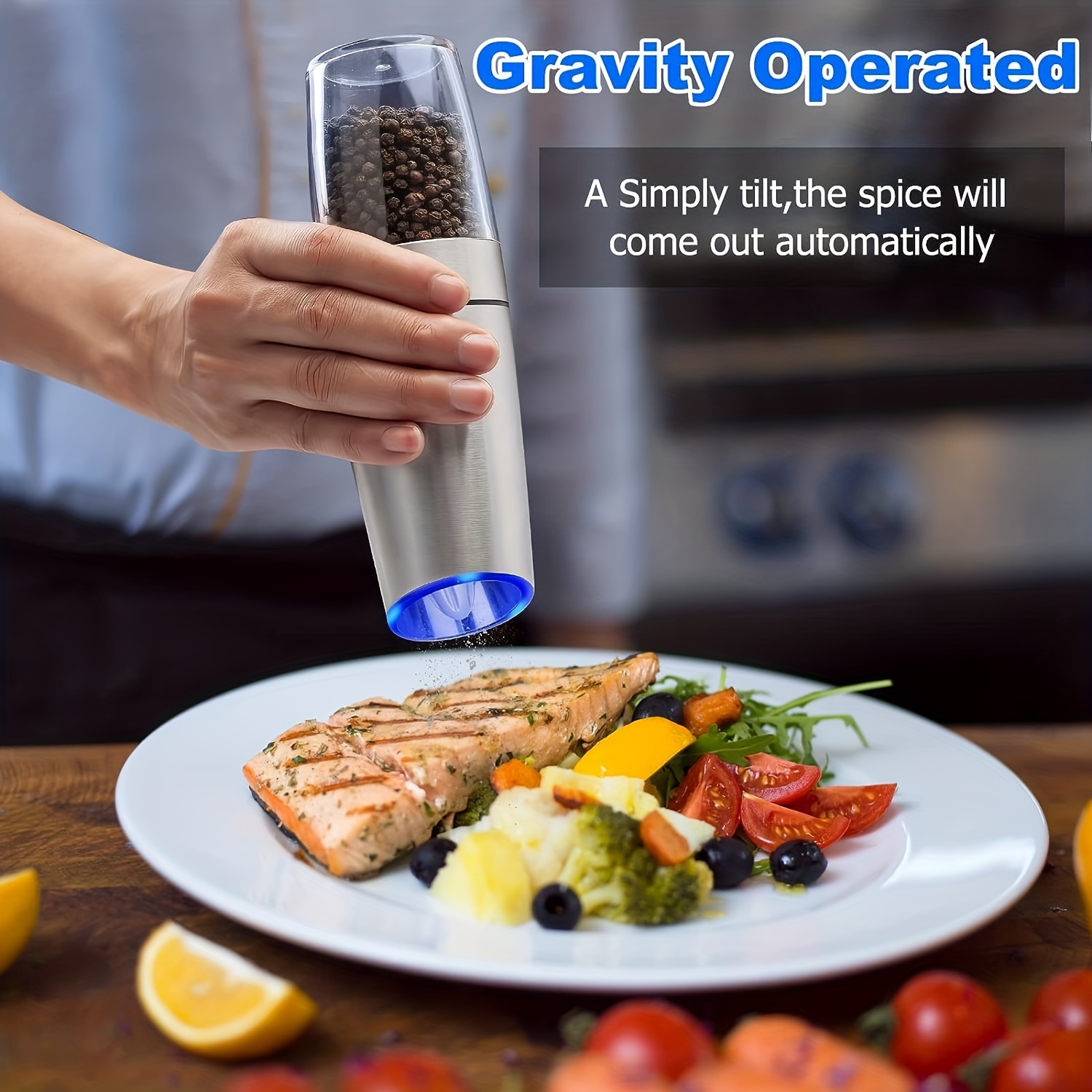 1/2pcs Gravity Electric Pepper And Salt Grinder Set, Adjustable
