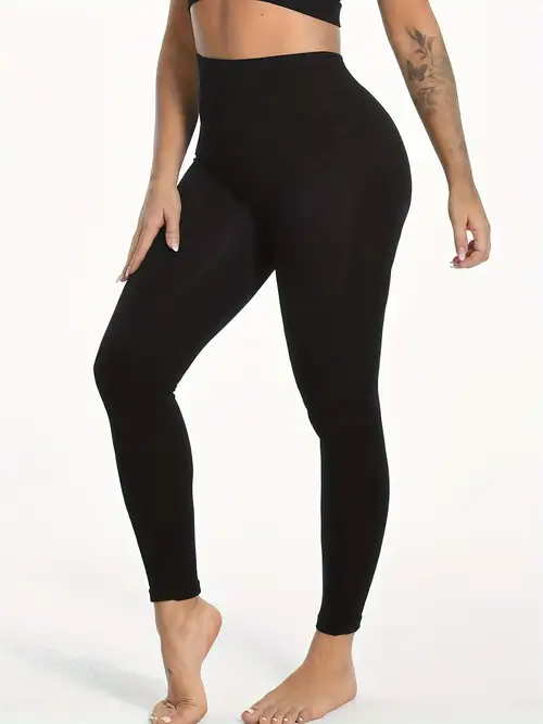 Black high waisted shaping workout leggings with pockets shapewear plus  size