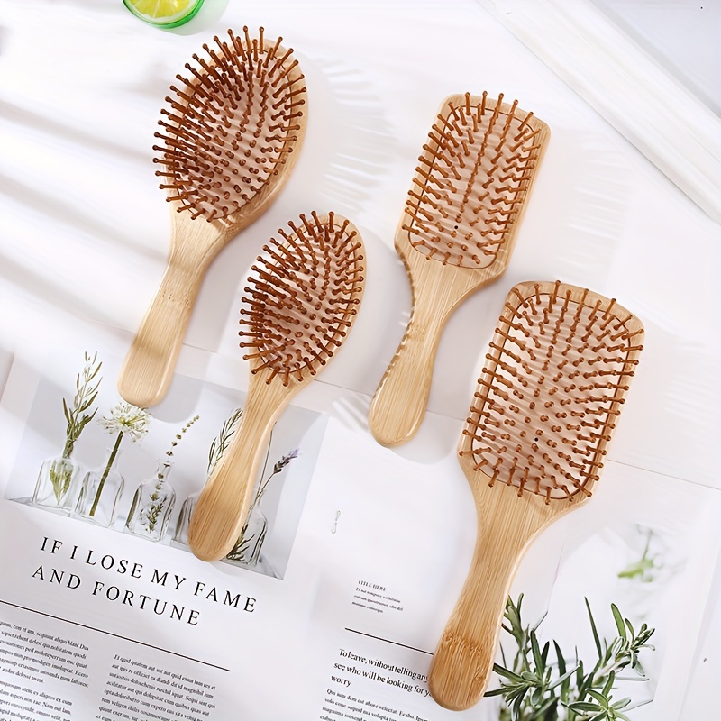 

1pc Large Square/oval Detangling Brush Scalp Massage Brush Wooden Bamboo Air Cushion Hair Brush For All Hair Types