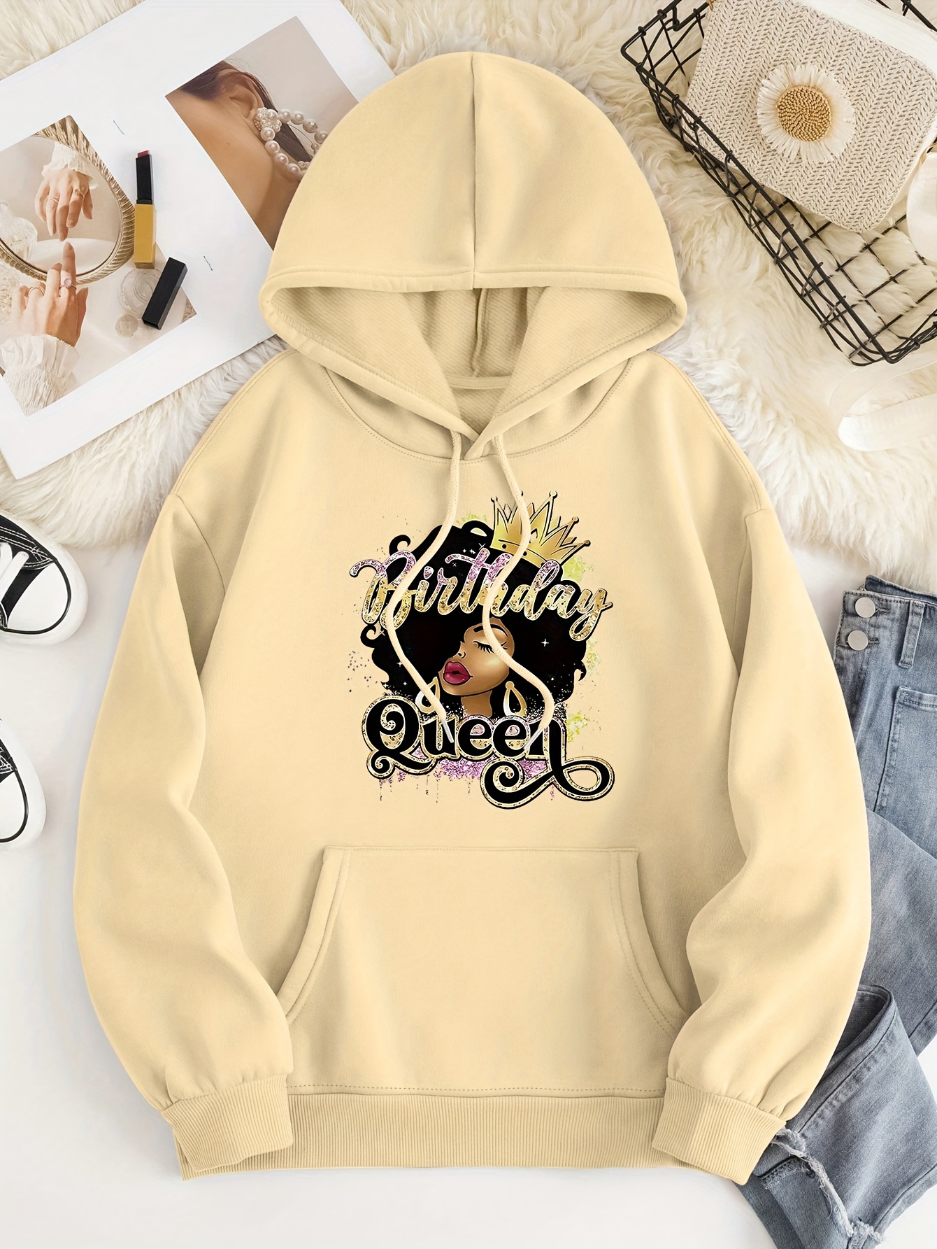 Trendy Queen Womens Hoodies, Apricot, Small : : Clothing