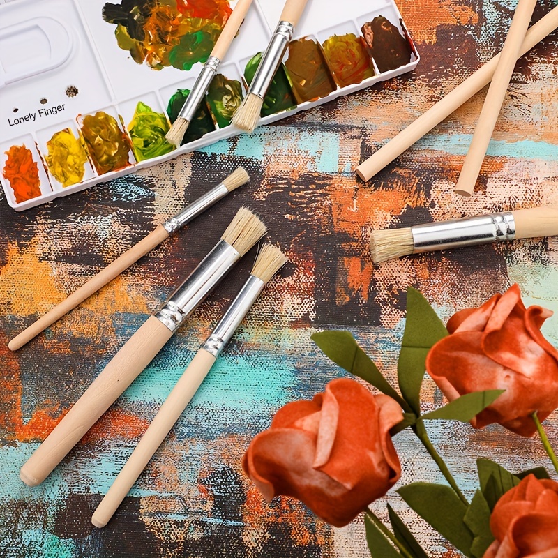Wooden Stencil Brushes Natural Stencil Bristle Brushes Dome Art Painting  Brushes Wood Paint Template Brush for Acrylic Oil Watercolor Art Painting  DIY