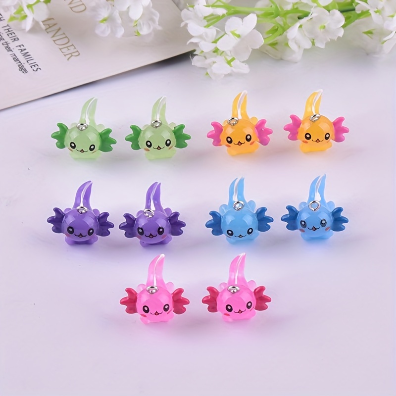 E-shop 10 Stück Weiße Sechseckige Drachen Harz DIY Anhänger Ohrringe Halsketten Schmuck Zubehör