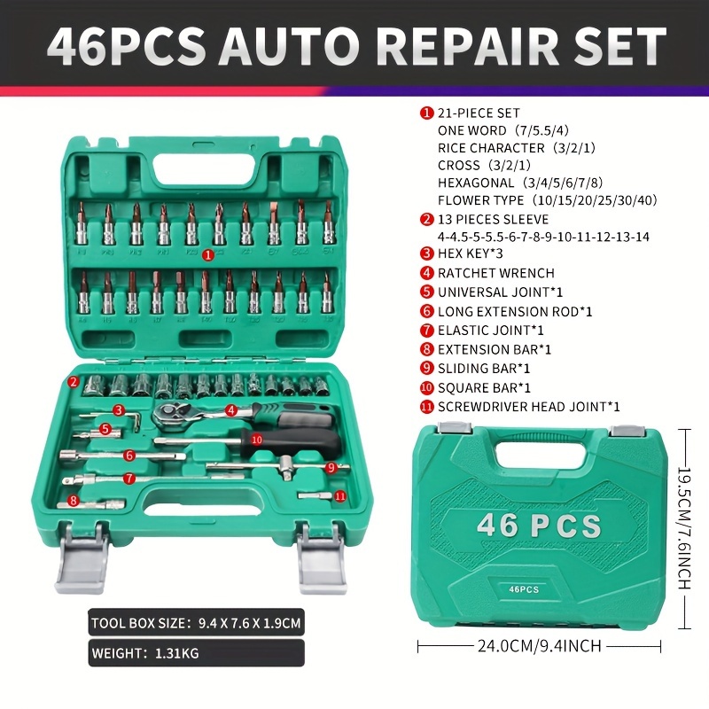 46pcs Auto reparatur werkzeug set: Ratschen - Temu Austria