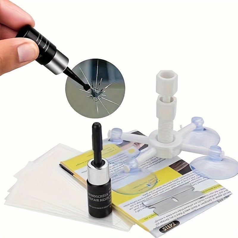 Kit di Riparazione del Parabrezza, Kit Riparazione Vetro Auto con Iniettore  di Pressione, Kit di Riparazione Parabrezza per Graffi, Crepe, Stelle :  : Auto e Moto