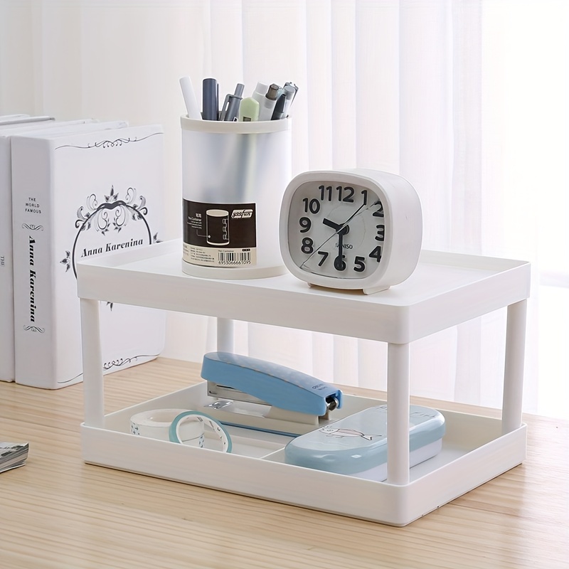 Double Layer Desktop Stationery Rack Storage Holder Multi - Temu