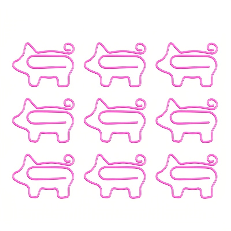 50pcs  Pig Paper Clips: Cute Animal Shape Bookmark Clips for Creative Office & School Supplies