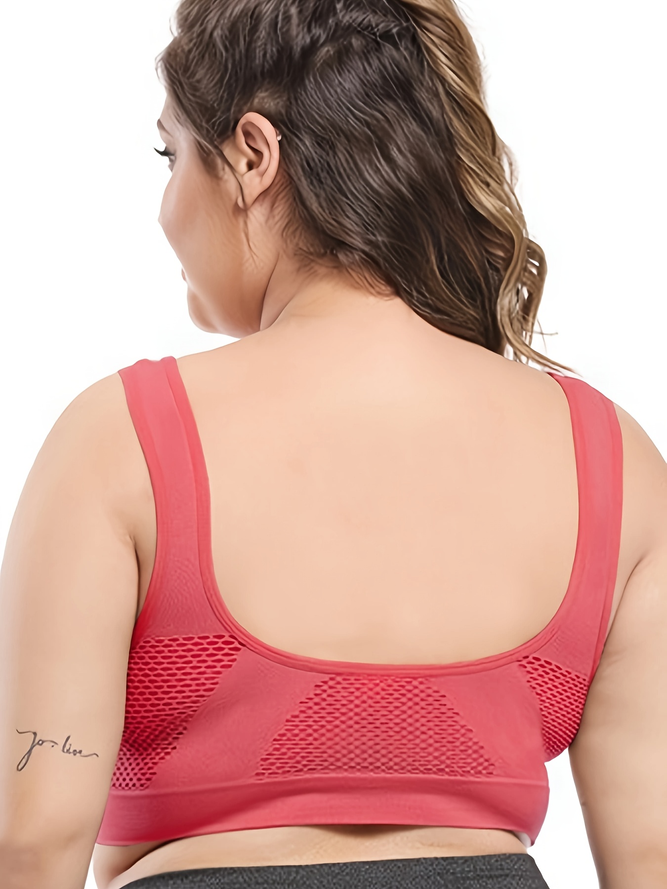 Plus Size Sports Bra Set Women's Plus Solid Hollow Mesh - Temu