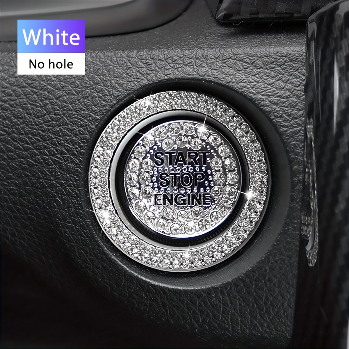 Set Of 2 Button Stickers, Featuring A Rhinestone Ring Design For Decorative Purposes And, Ideal For Automotive Additions