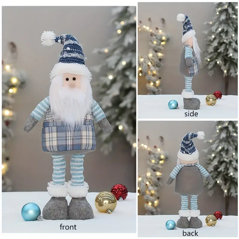 1pc Telescopic Leg Christmas Doll Ornaments Santa Claus Snowman Deer Christmas Tree Under The Decorative Props Tree Skirt Decorated With Plush Toys New Year Gift Window Fireplace Desktop Decorative Doll details 6