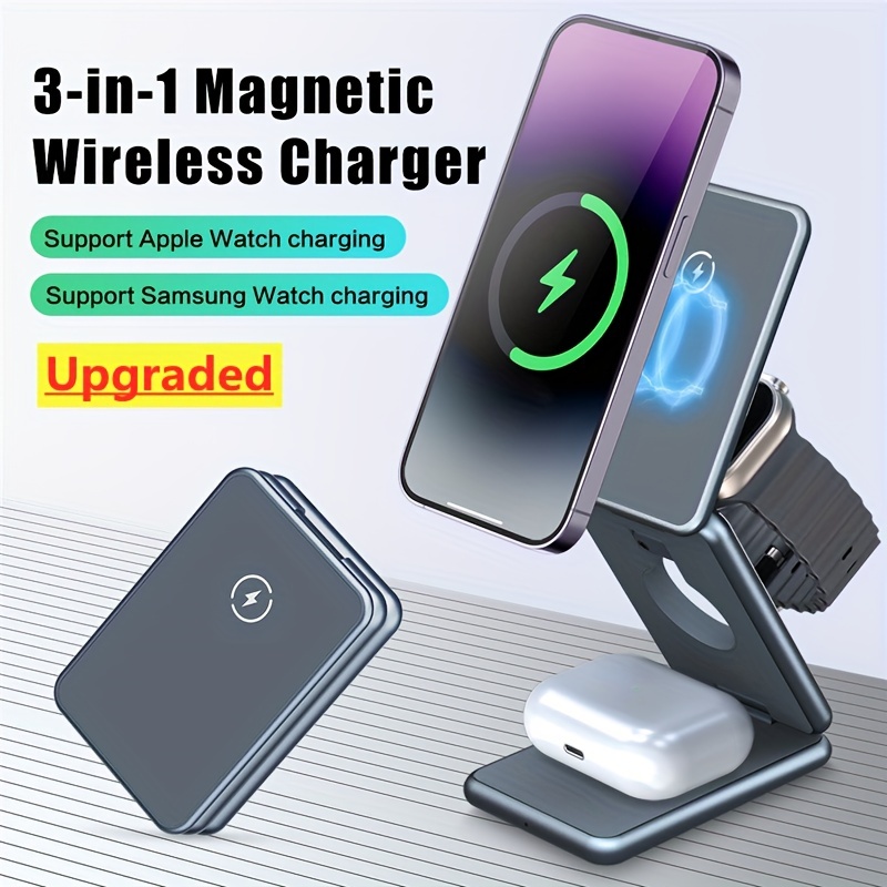 3 In 1 Magnetic Wireless Charger 15w Qi Fast Charging Station For