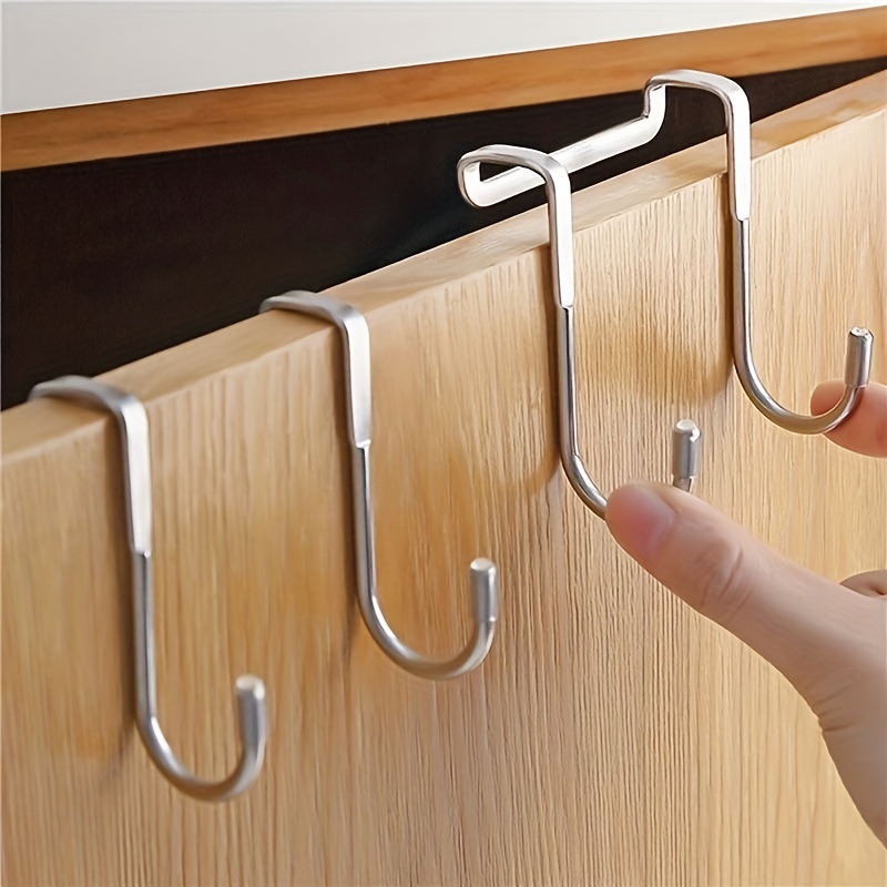 1pc Heavy Duty Stainless Steel Over-the-Door Drawer Cabinet Hook - Double  S-Shaped Holder For Towels, Clothes, And Sundries - Free Punching - Organize