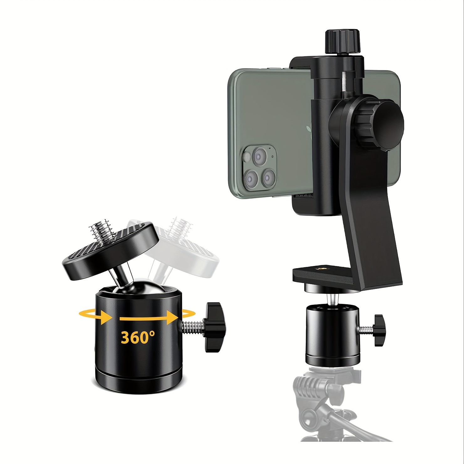  Adaptador universal de montaje en trípode para teléfono  celular, cabezal de conector de clip de soporte de teléfono OIMIO utilizado  para monopod Selfie Stick DSLR Travel Mini trípode flexible y más 