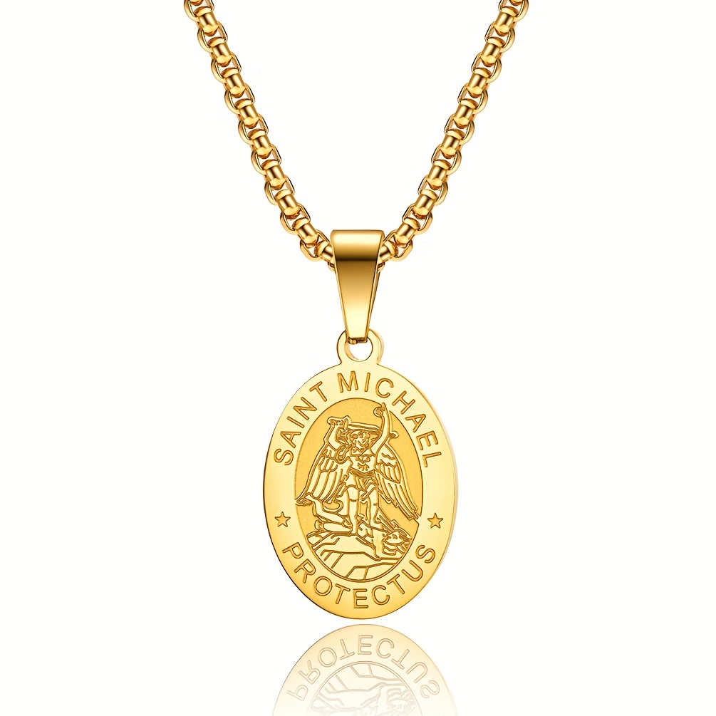 Men's Saint Michael Stainless Steel Pendant Necklace