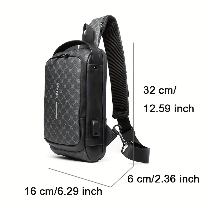 Fashion (black)Men's Crossbody Bags Men's USB Chest Bag