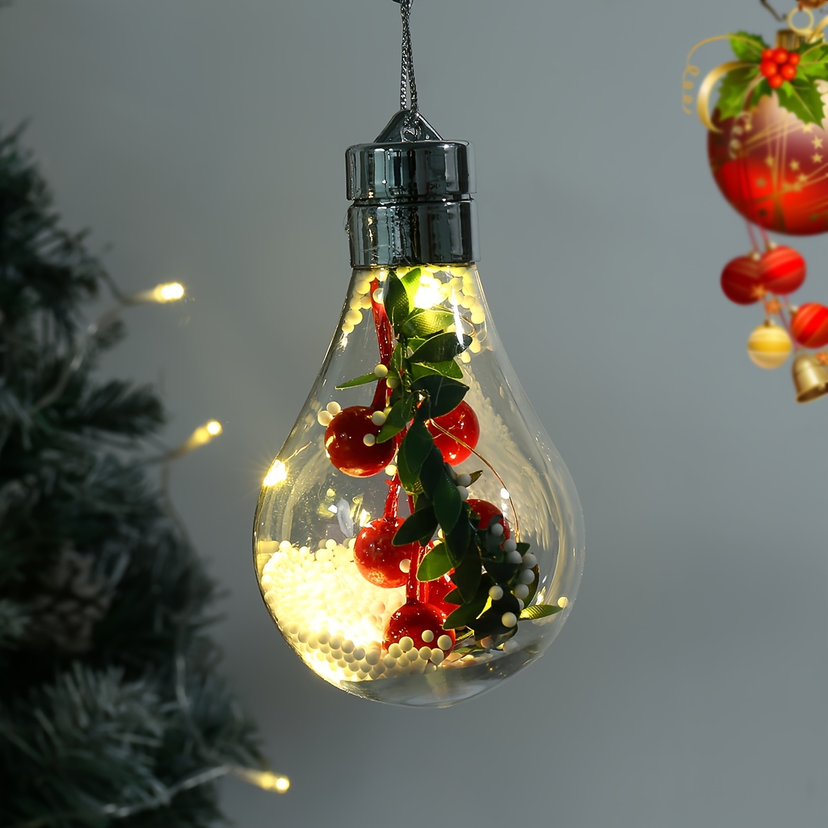 1PC Christmas Clear Plastic Bulb Shape Christmas Tree Ornaments