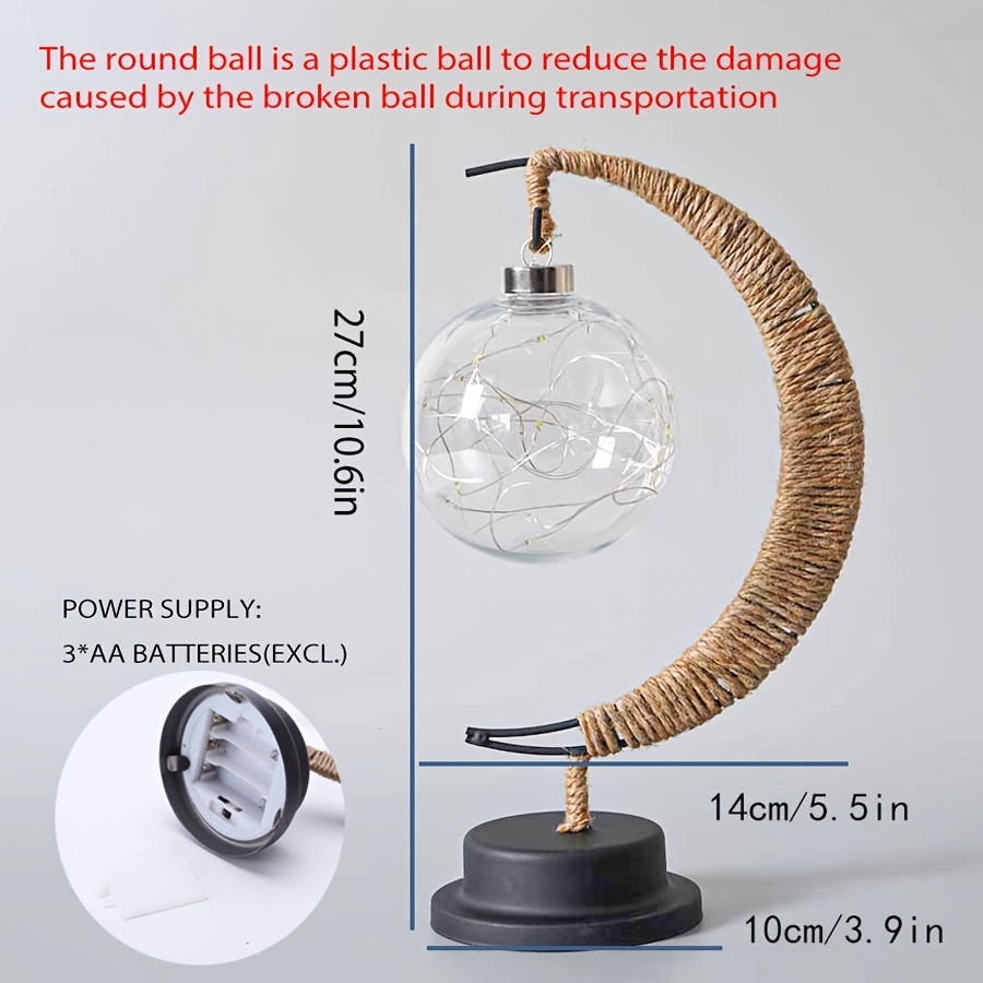 Led Ball Lamp Wrought Iron Moon Lamp Plastic And Iron Bar - Temu