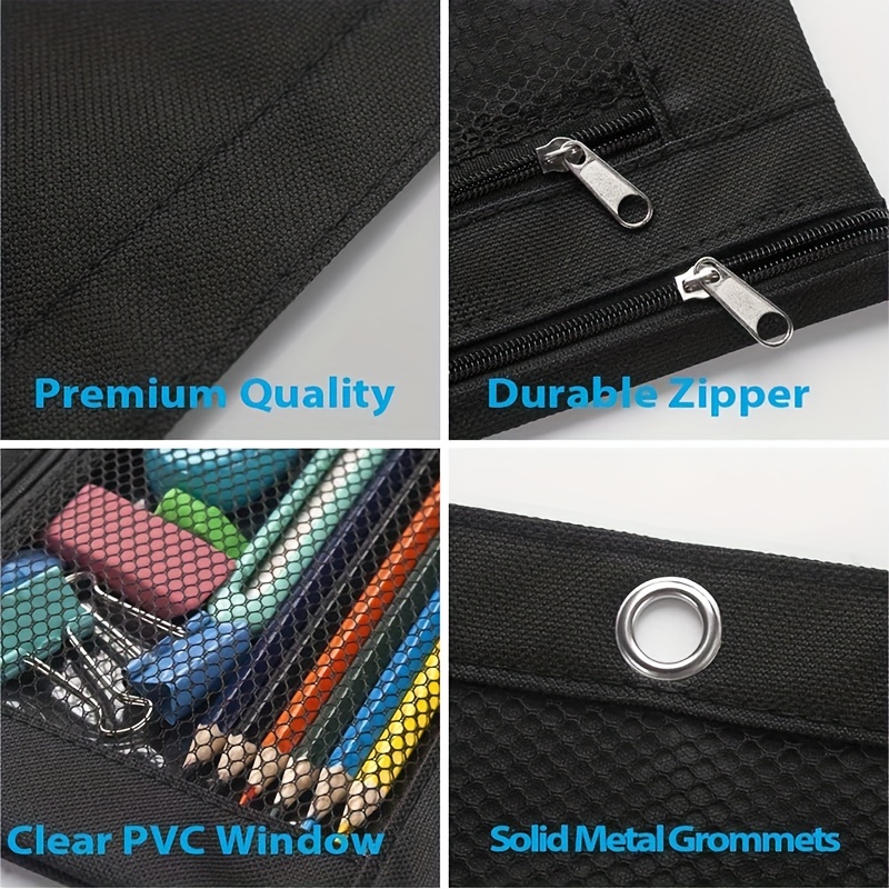 Wholesale Pencil Pouches - 3 Grommet Holes, Mesh Pocket