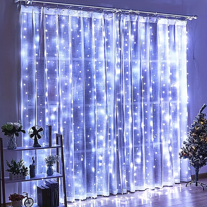 YIDOMDE Guirlande de rideaux lumineux, 3x 1m 100 LED USB avec télécommande  8 modes de lumière