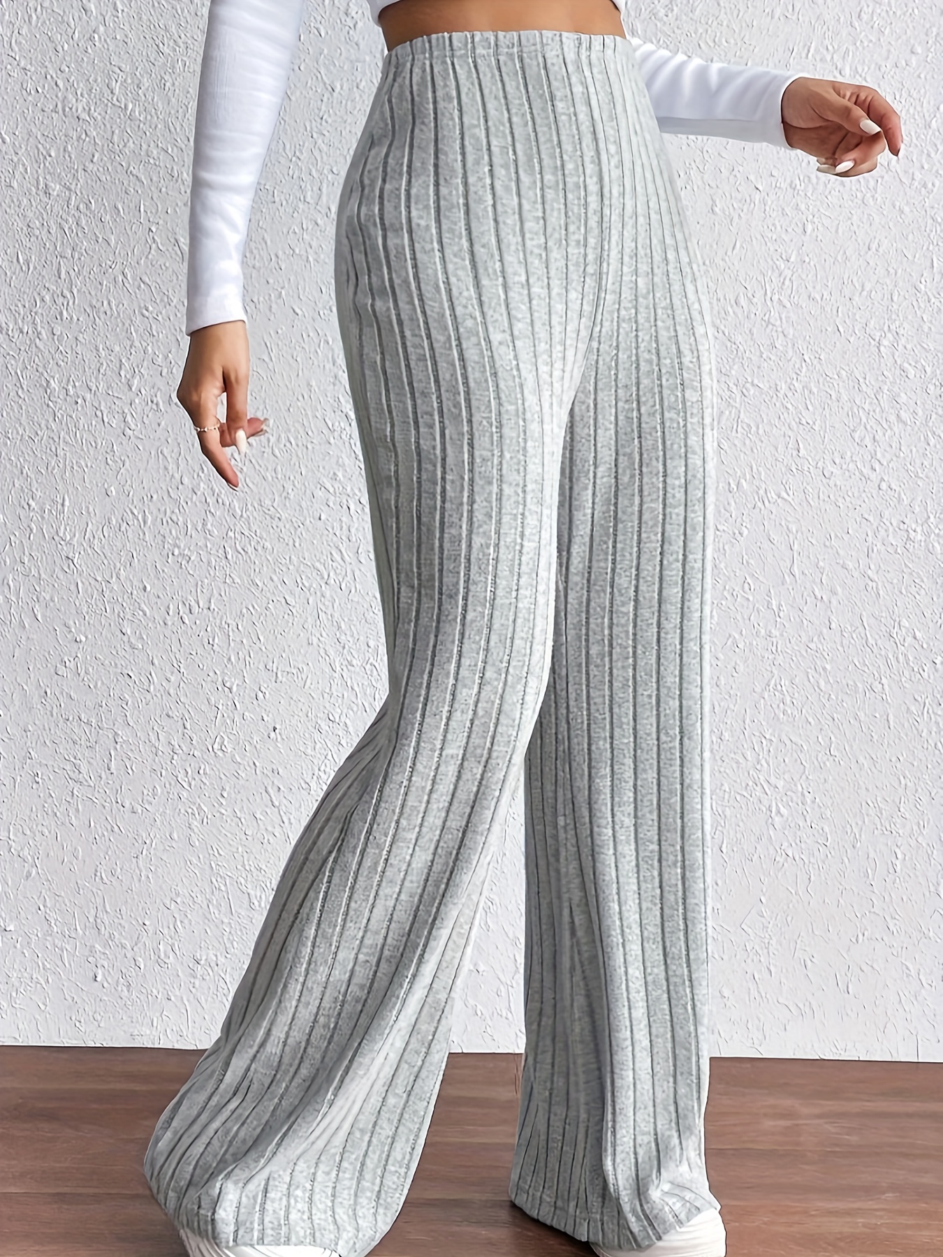 Solid Ribbed Knit Pants – strong