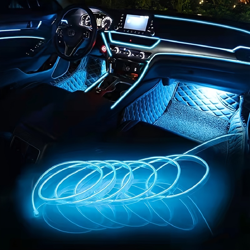 Ice Blue El Wire Car Interior Led Strip Light Usb Neon Wire - Temu Malaysia