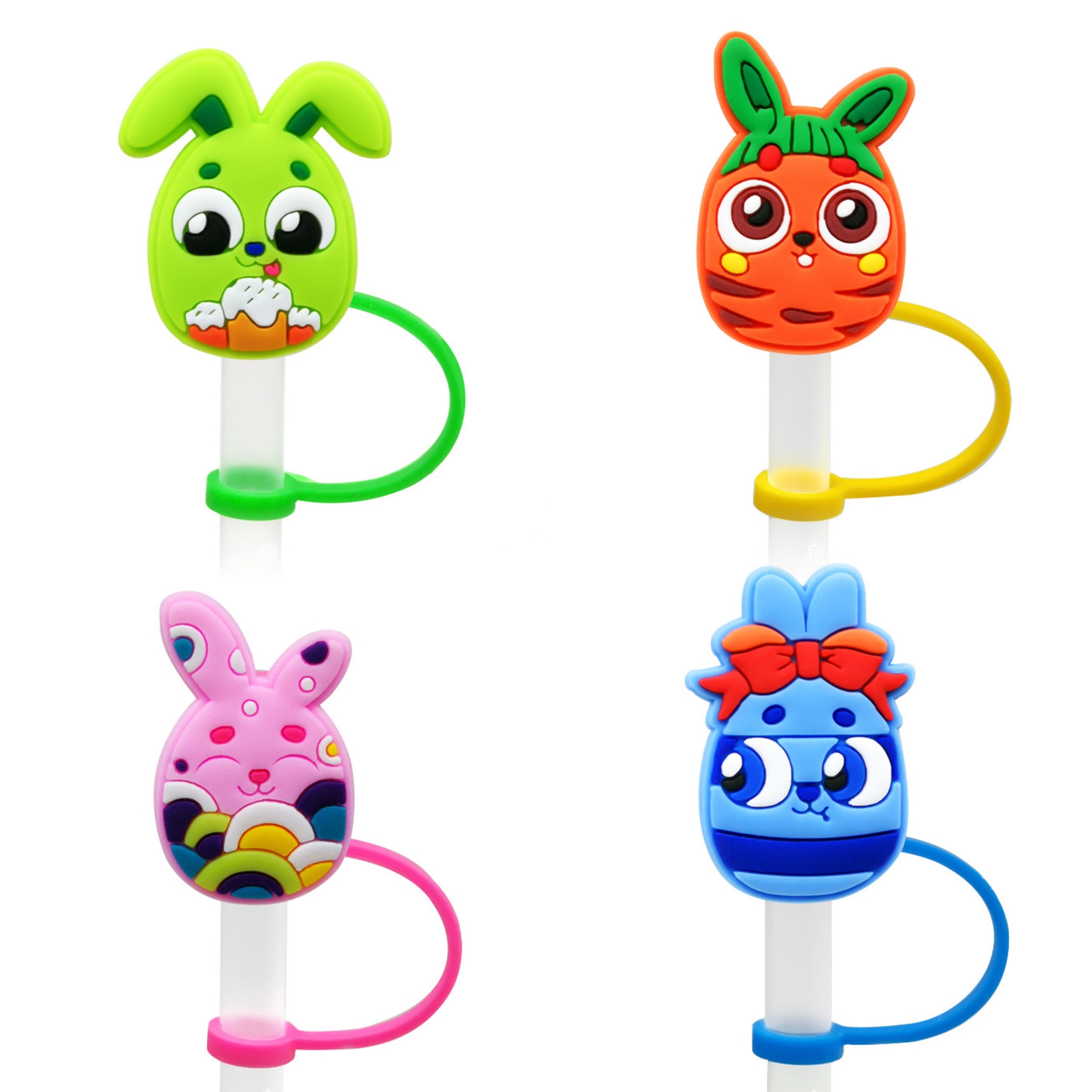 Silicone Straw Covers Cute Cartoon Reusable Straw Stoppers - Temu