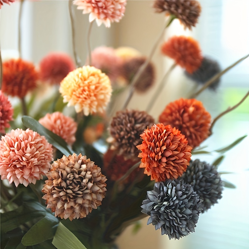 Dandelion Artificial Flowers Faux Silk Small Ball Flowers - Temu