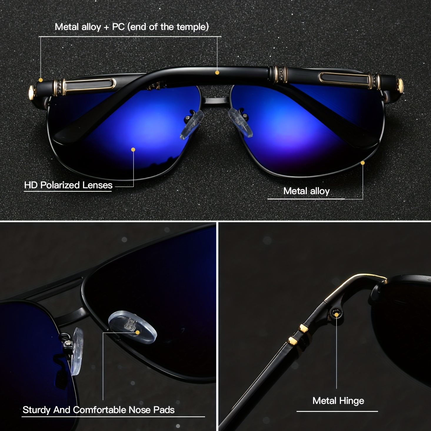 Men and Women Polarized Sunglasses with Aloly Frame