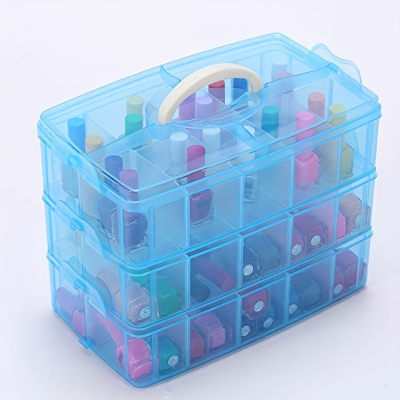 3 Layer Stackable Car Model Storage Containers Craft Storage Box With 30  Grid Handle Bead Organizer For Art,Toy,Washi Tape,Nail