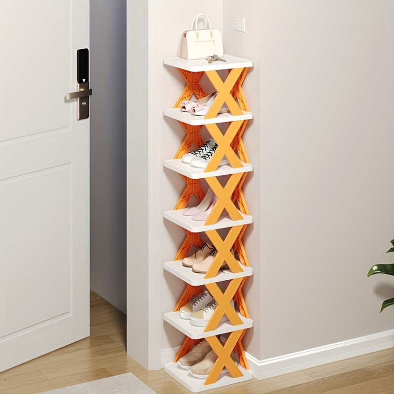 1pc Narrow, Space-saving & Foldable Entryway Shoe Rack, Modern Design  Detachable Storage Shelf Suitable For Home Entrance, Kitchen, And Office