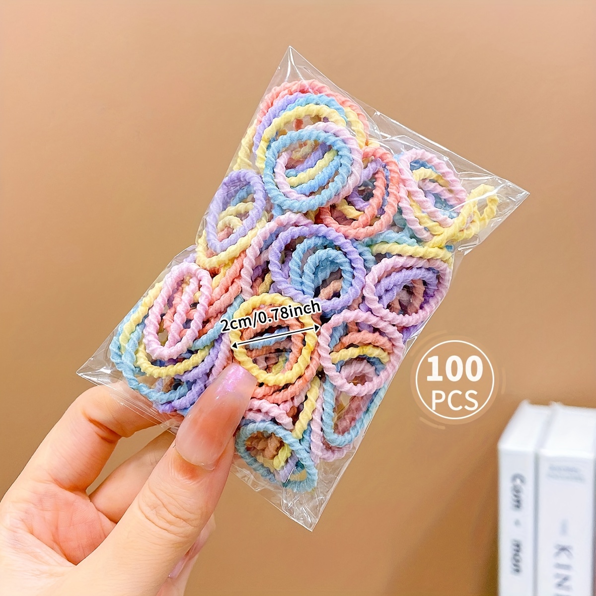 1 Paquete De 100 Gomas Para El Pelo Pequeñas De Alta Elasticidad, Color  Caramelo Para Niña