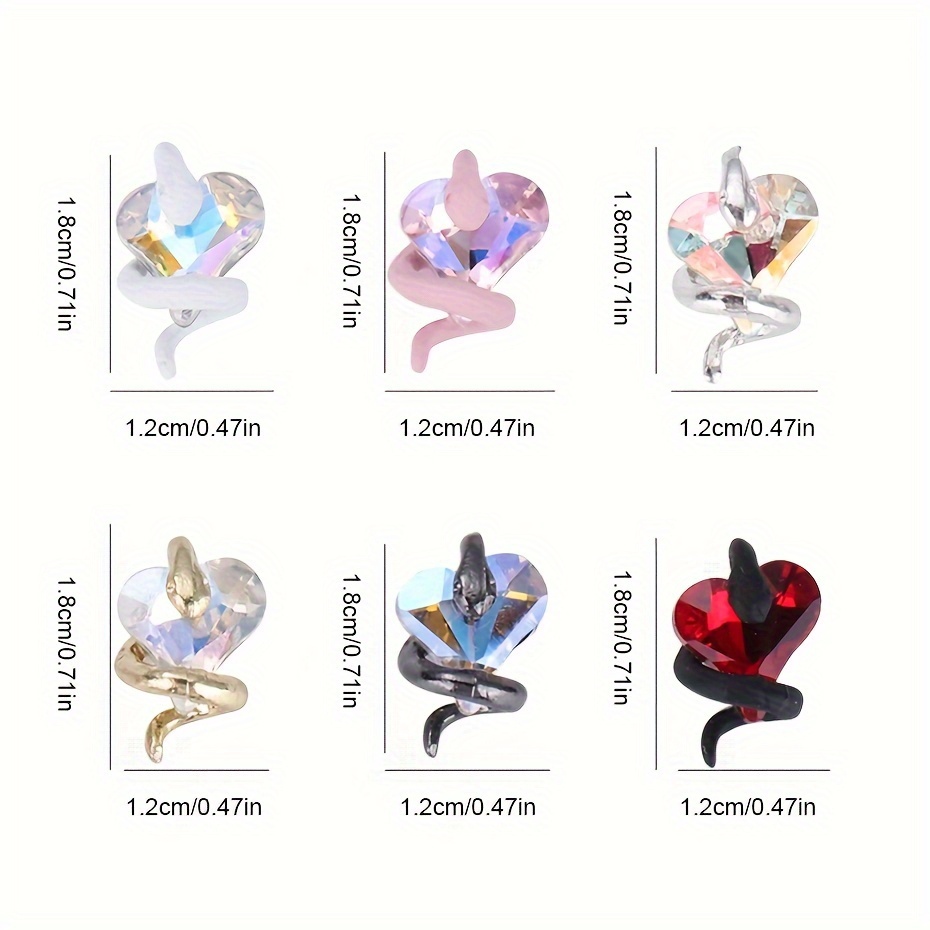 Snake 3d Nail Decorations Hugging Heart Rhinestone Gems - Temu