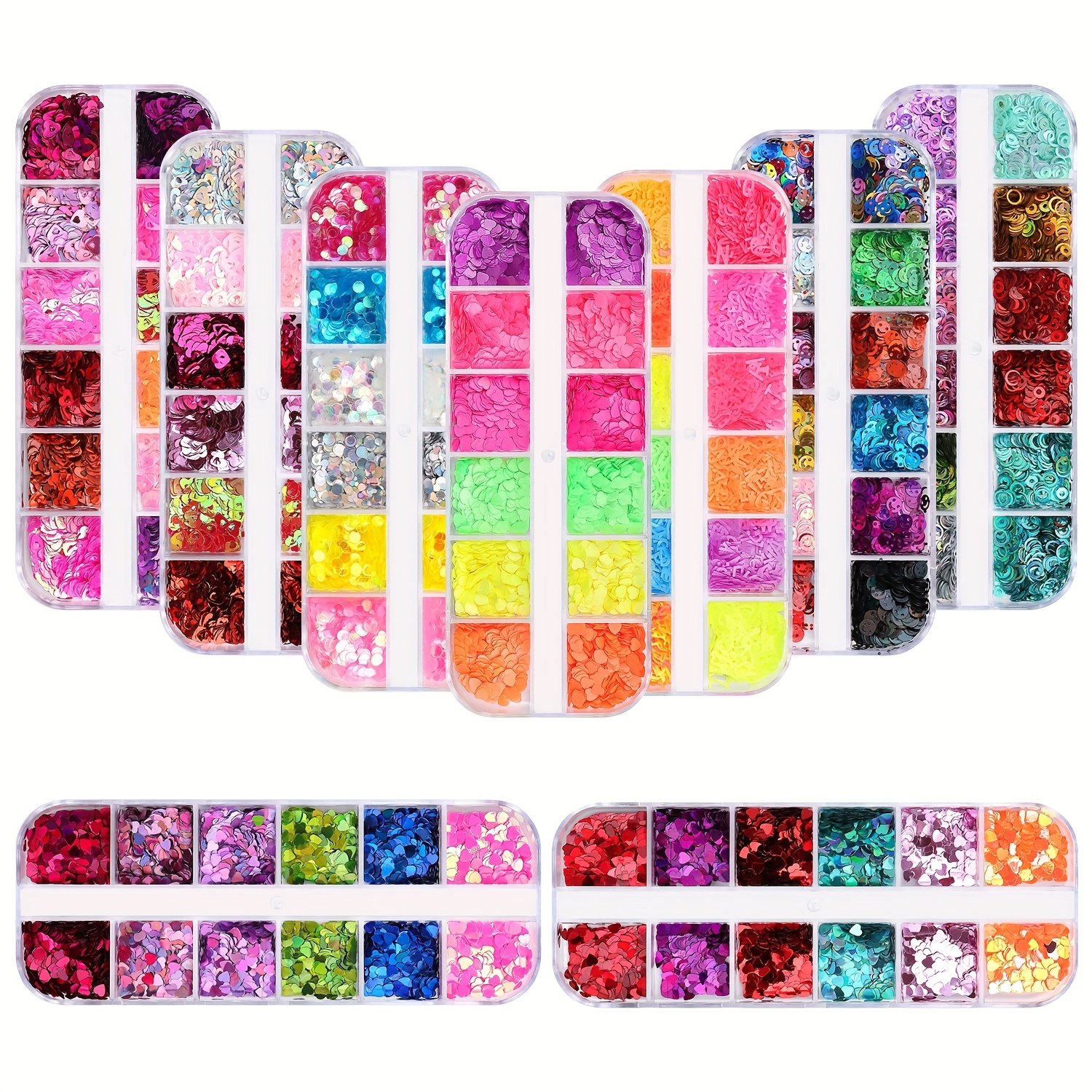 Heart Nail Art Stickers Valentine's Nail Glitter Sequins 3d - Temu