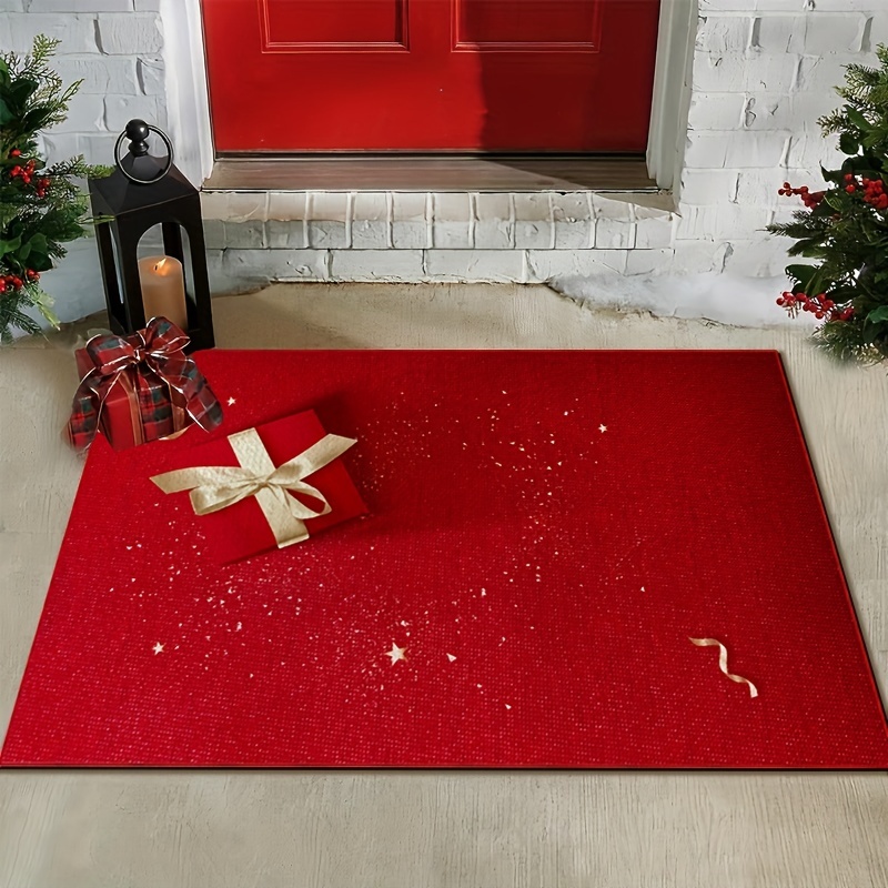 Red Christmas Mats Gifts Home Entryway Christmas Eve Carpet - Temu