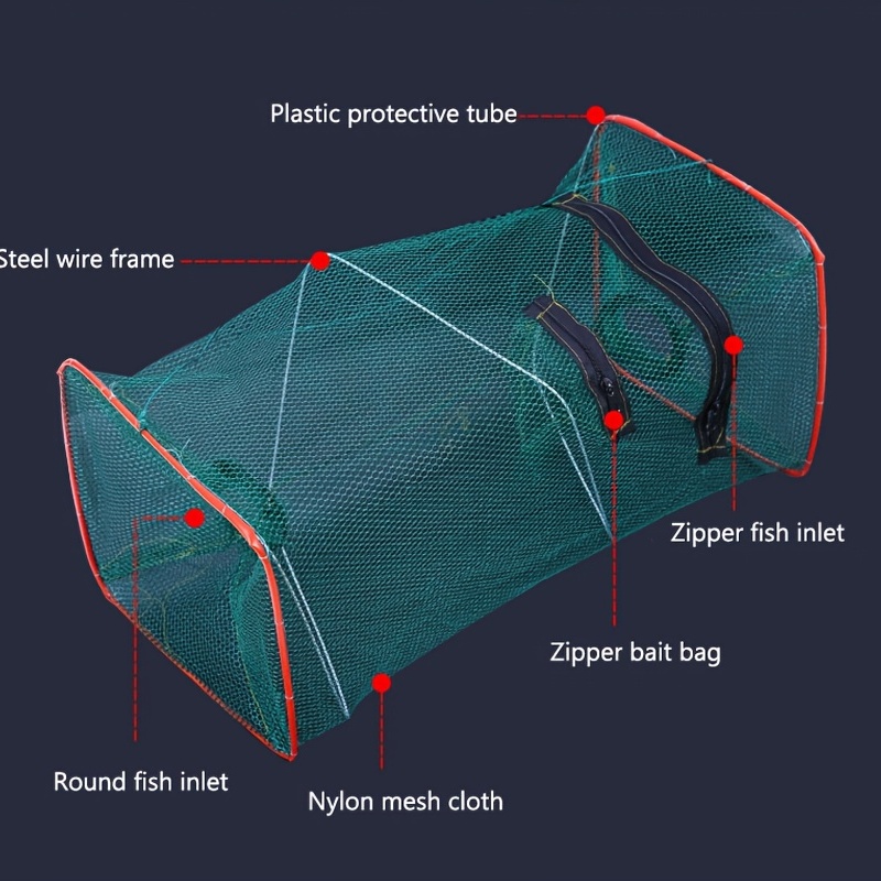 Collapsible Fishing Net Cage TOPIND Cast Net Trap Dip Cage Nylon Fishing  Net Crawfish Ell Grass Shrimp Crawdads Lobster Trap Bait Fishing Pot Cage