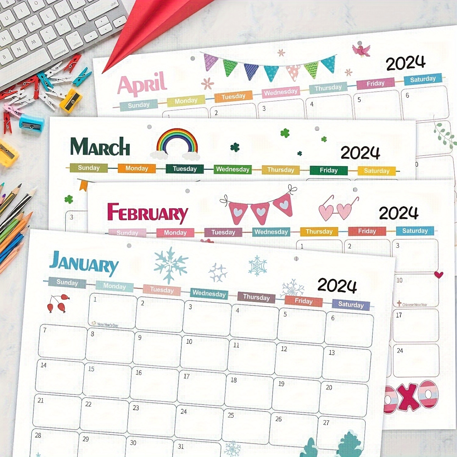 Desk Calendar 2024 2025 Monthly Calendar January 2024 June