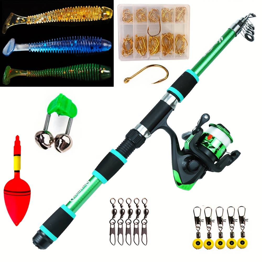  Reel and Fishing Rod Combo 2.1m Fishing Rod Kit, Retractable Fishing  Rod and Reel Combo with Line, Bionic Lure, Hook and Carry Bag, Tackle Set  for Saltwater and Freshwater Fishing