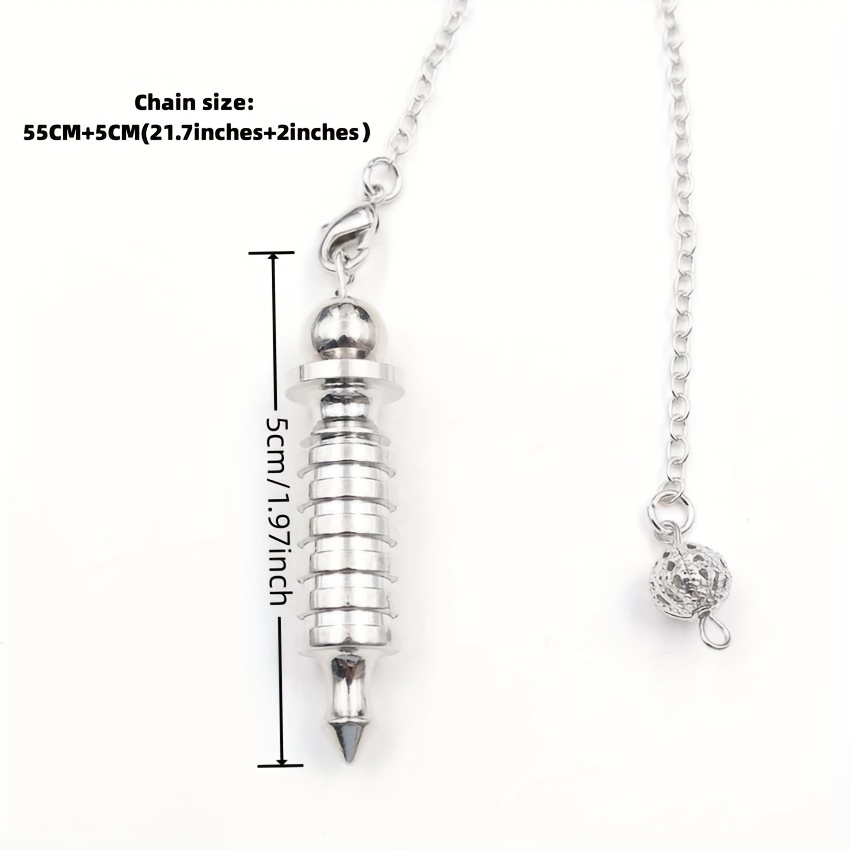 C57310 2 piezas de metal péndulo espiral cono collar adivinación espiral  cono colgante (plata)