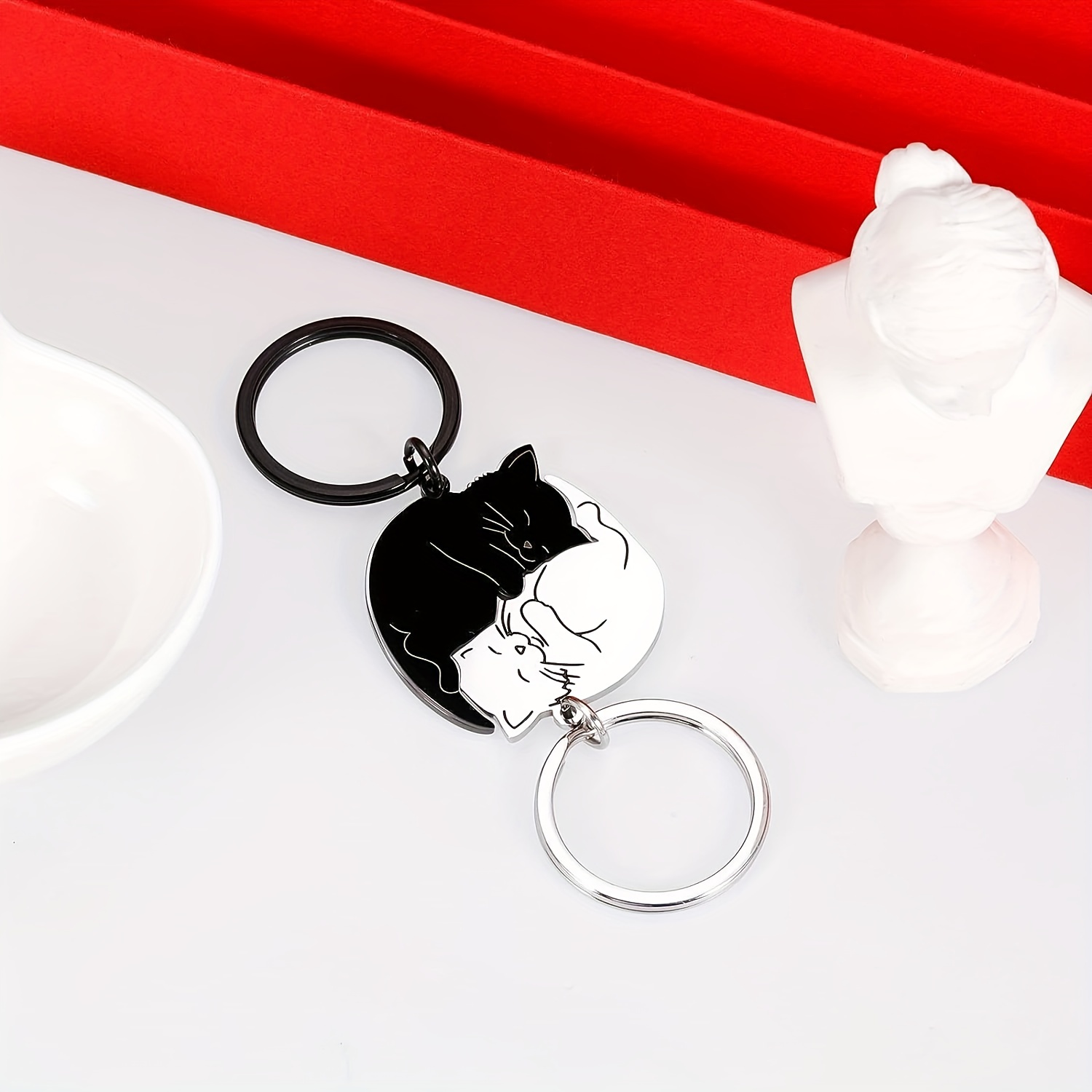 ChunlongFour Matching Couple Gifts for Boyfriend Girlfriend Friend  Valentine's Day Gift Ideal Stuff Him Best Set Cat Keychain