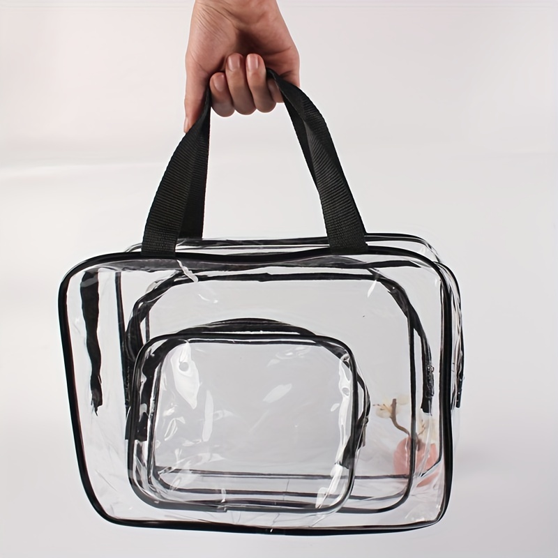 Clear Toiletry Bags Set of 3 - Waterproof PVC Travel Organizer for