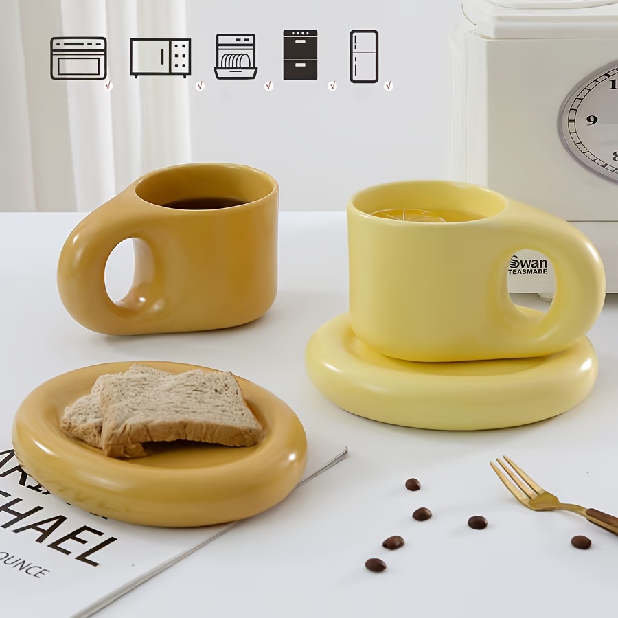 Fatty Coffee Cup With Saucer Set Gift Box Set Ceramic Mug - Temu