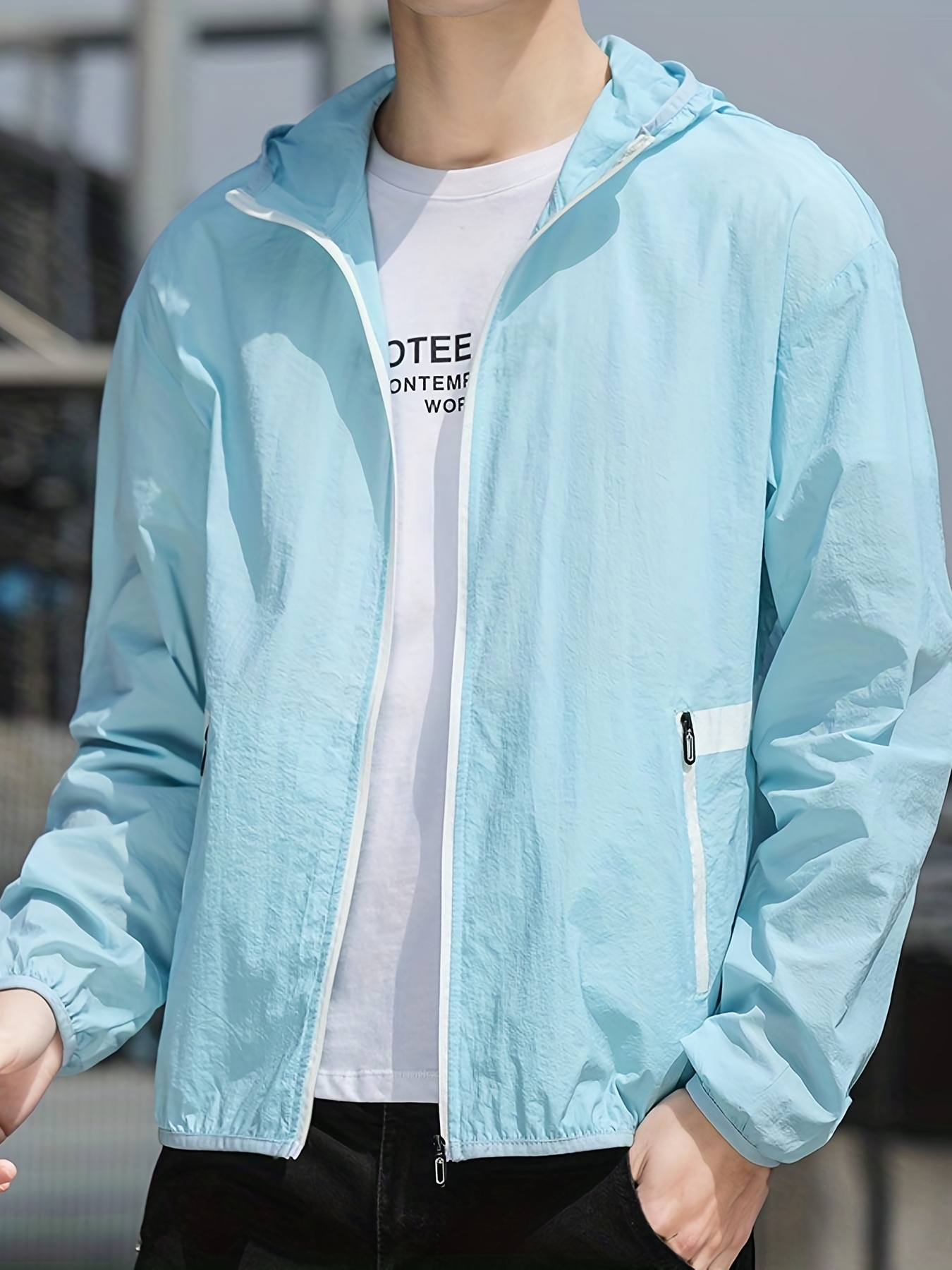 Men Windbreaker Summer Sun Protection Jackets Fashion Outerwear