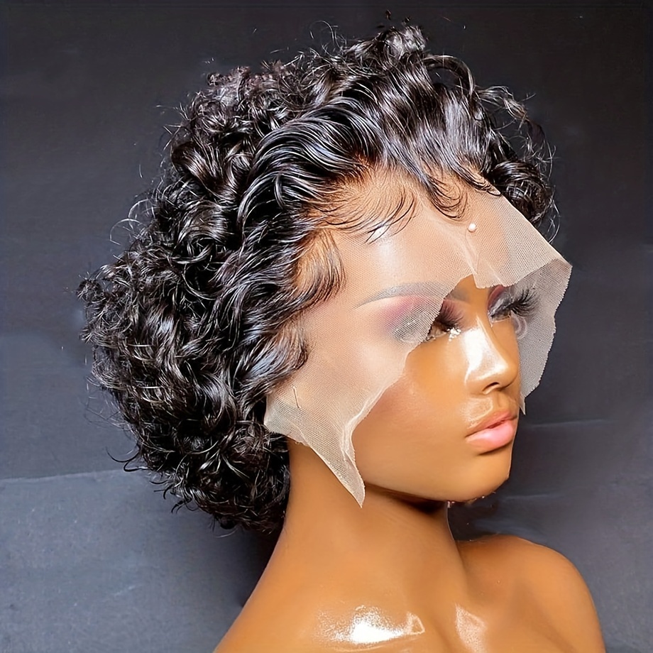 Pixie Cut Wig 1b 99j Short Curly Human Hair Wigs Women 13 1 Temu