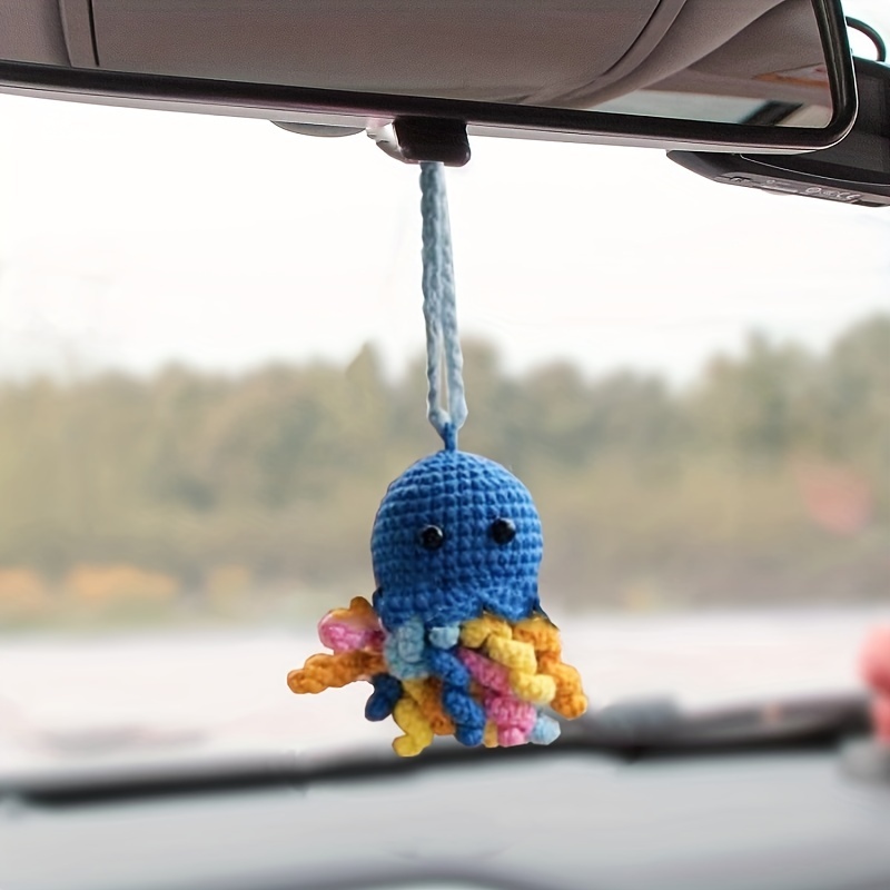 Octopus Crochet Car Rear View Mirror Hanging Rearview Mirror Charm