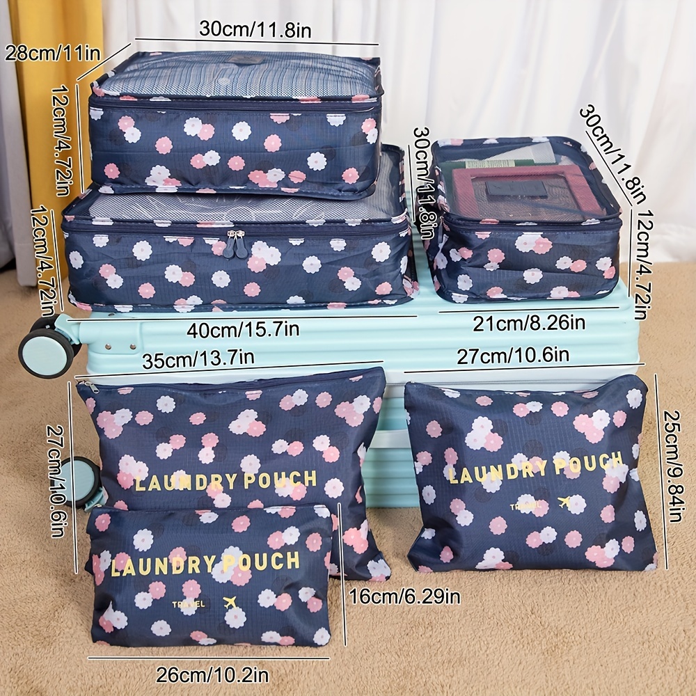Packing Cubes 8/6Pcs Travel Luggage Packing Organizers Set with Toiletry  Bag Cosmetic Makeup Bag Clothes Organizer Hanging Bag