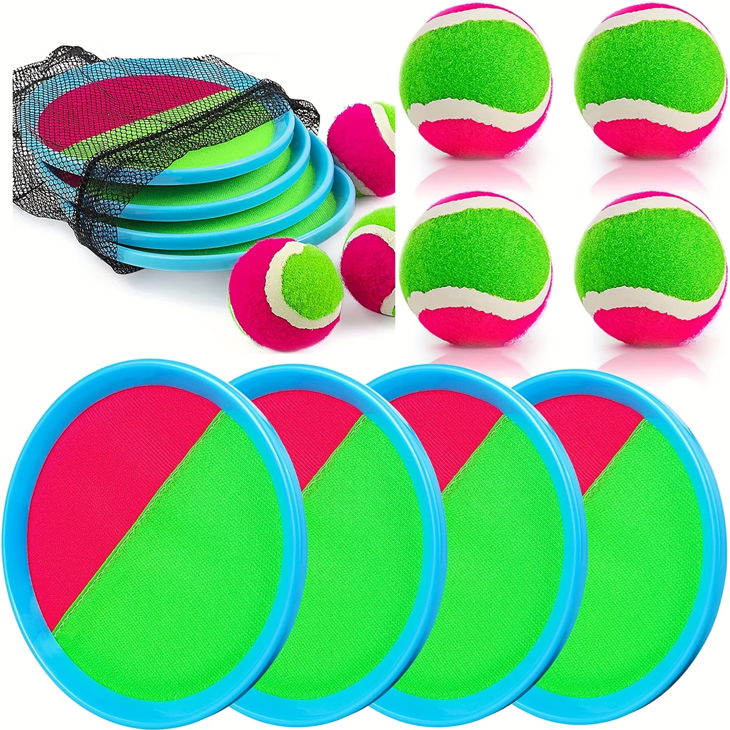 Toss and Catch Ball Set, Catch Game Toys for Kids, Beach Toys Paddle Ball  Game Set with 4 Paddles and 2 Balls, Perfect Outdoor Games Sets for