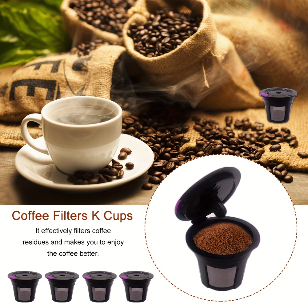  Reusable K Cups for Ninja Dual Brew Coffee Maker, 4 Pack  Reusable K Pod with Clean Brush, 3 Hole Permanent K Cups Filters Coffee for Ninja  Coffee Maker Filter CFP201 CFP301