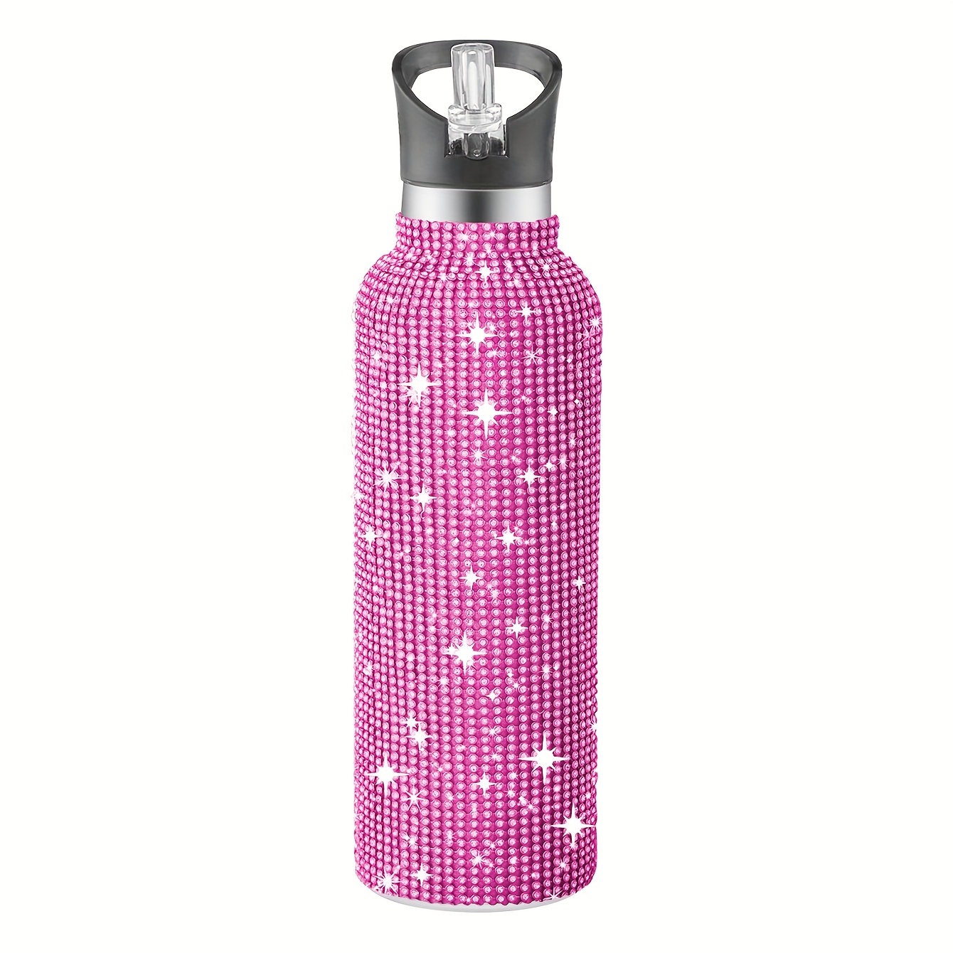 Glitter Tumbler With Lid And Straw, Stainless Steel Thermal Water Bottle,  Shiny Vacuum Water Cups, Summer Winter Drinkware, Travel Accessories - Temu